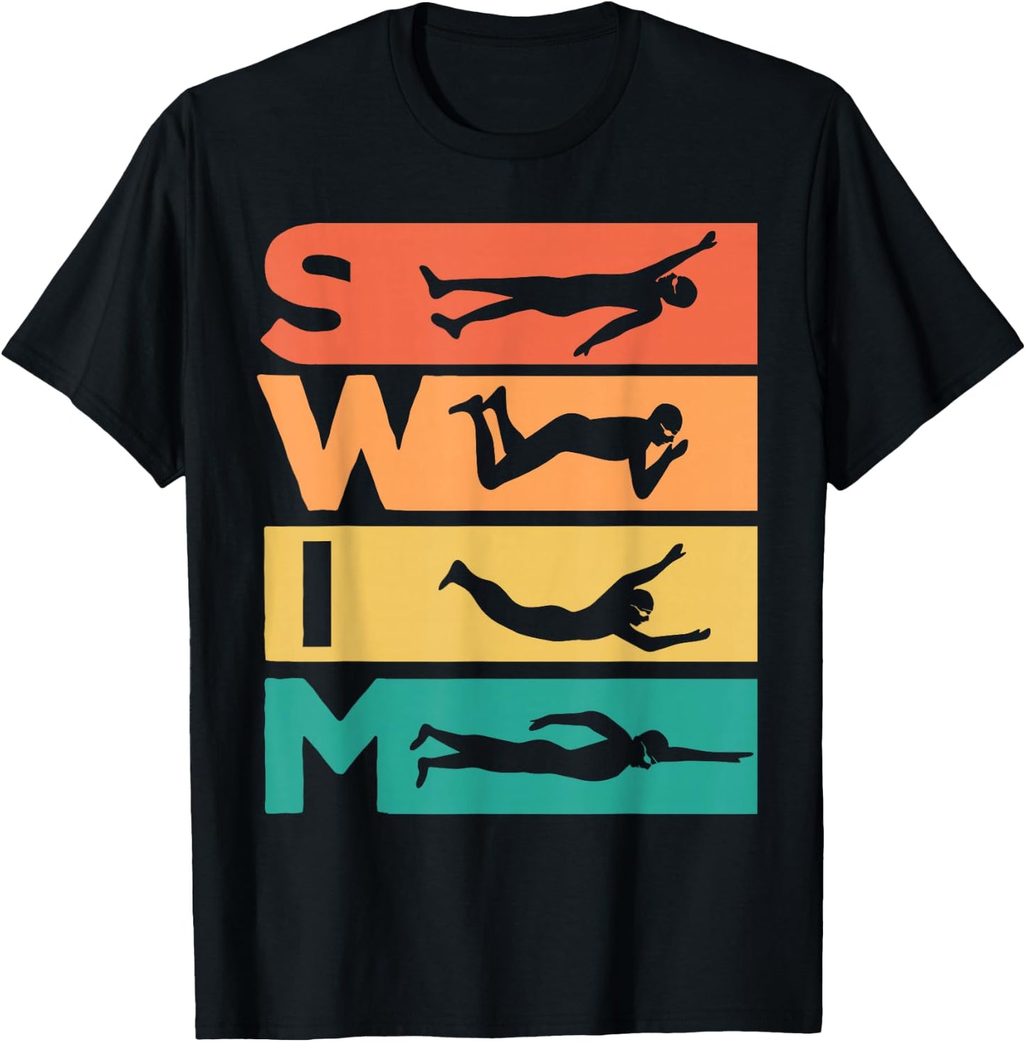Retro Vintage Swimming Gift Swimmers T-Shirt - T-Shirt | Black