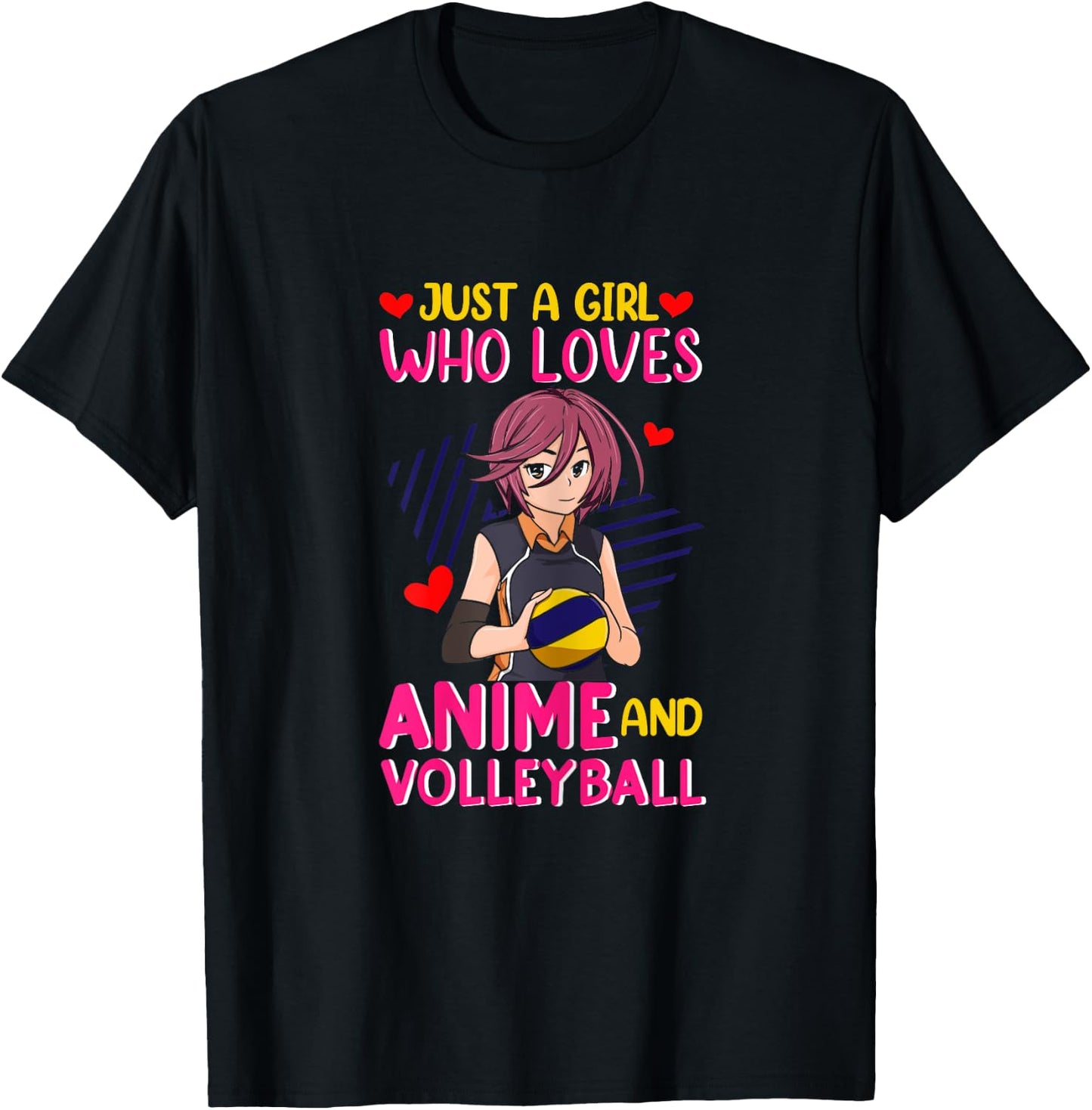 Just A Girl Who Loves Anime and Volleyball - Kawaii T-Shirt - T-Shirt | Black