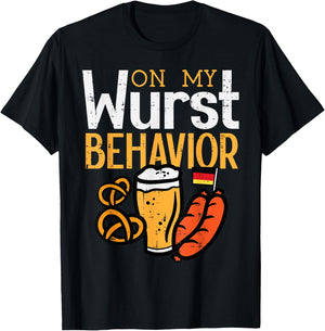 Oktoberfest Wurst Behavior Fun German Costume Men Women Kids T-Shirt - T-Shirt | Black