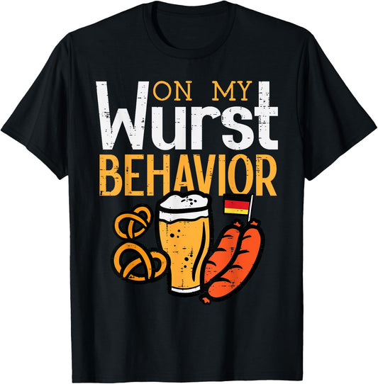Oktoberfest Wurst Behavior Fun German Costume Men Women Kids T-Shirt - T-Shirt | Black