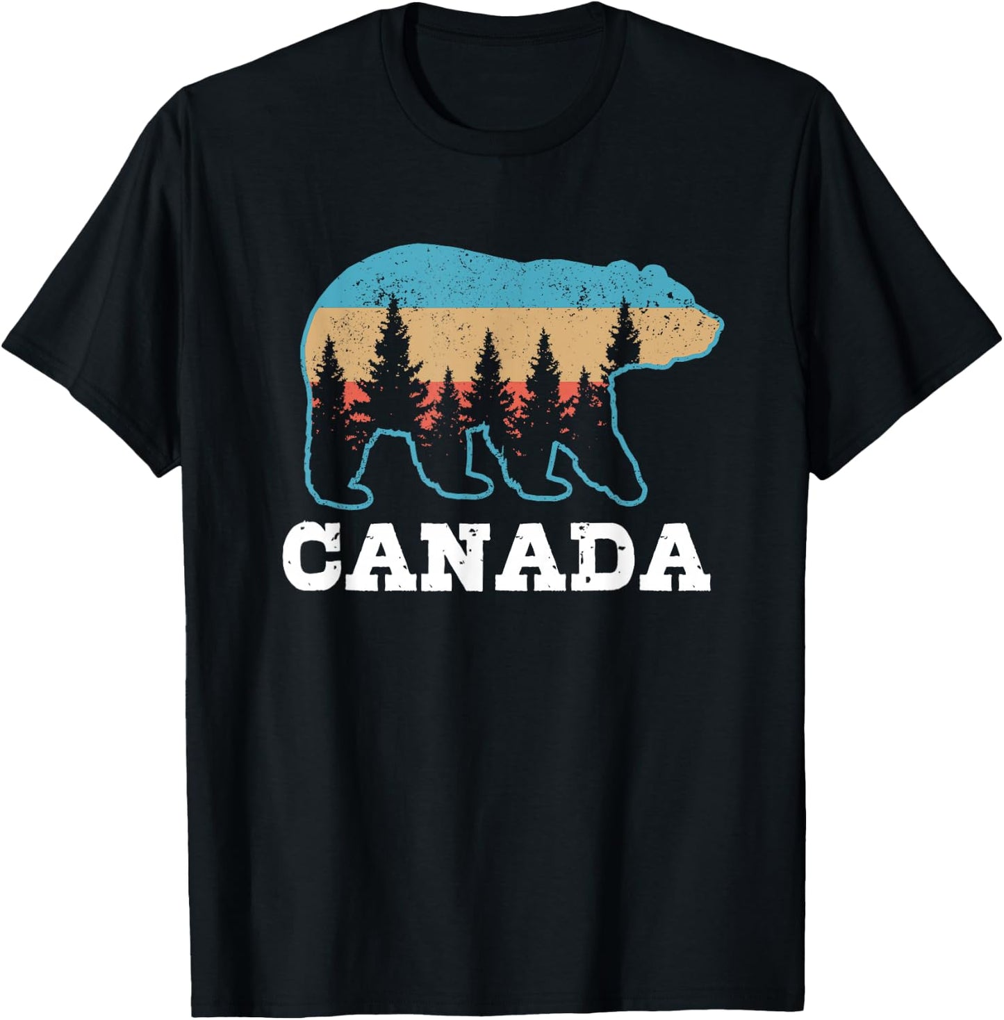 Canada Vintage Grizzly Bear Nature Souvenir Gift T-Shirt - T-Shirt | Black