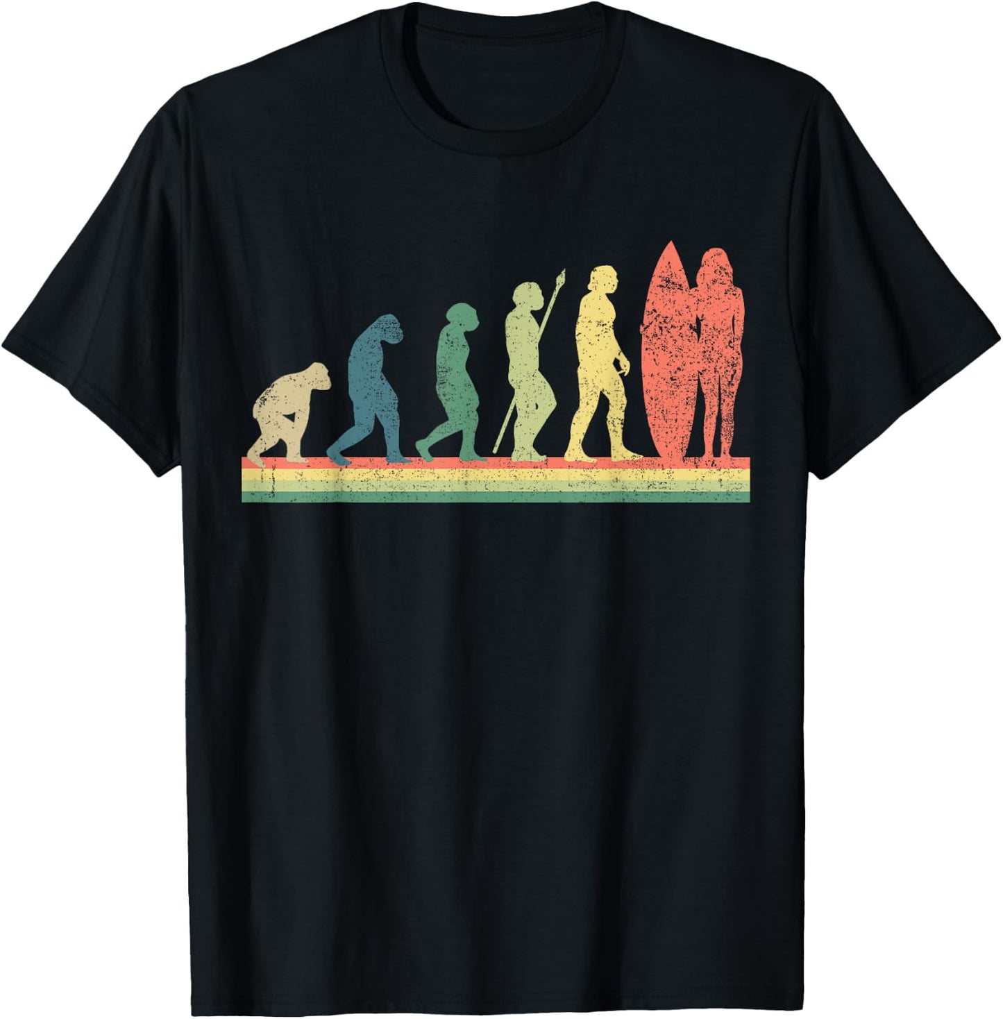 Surfing Surfboard Surfer Girl Retro T-Shirt - T-Shirt | Black