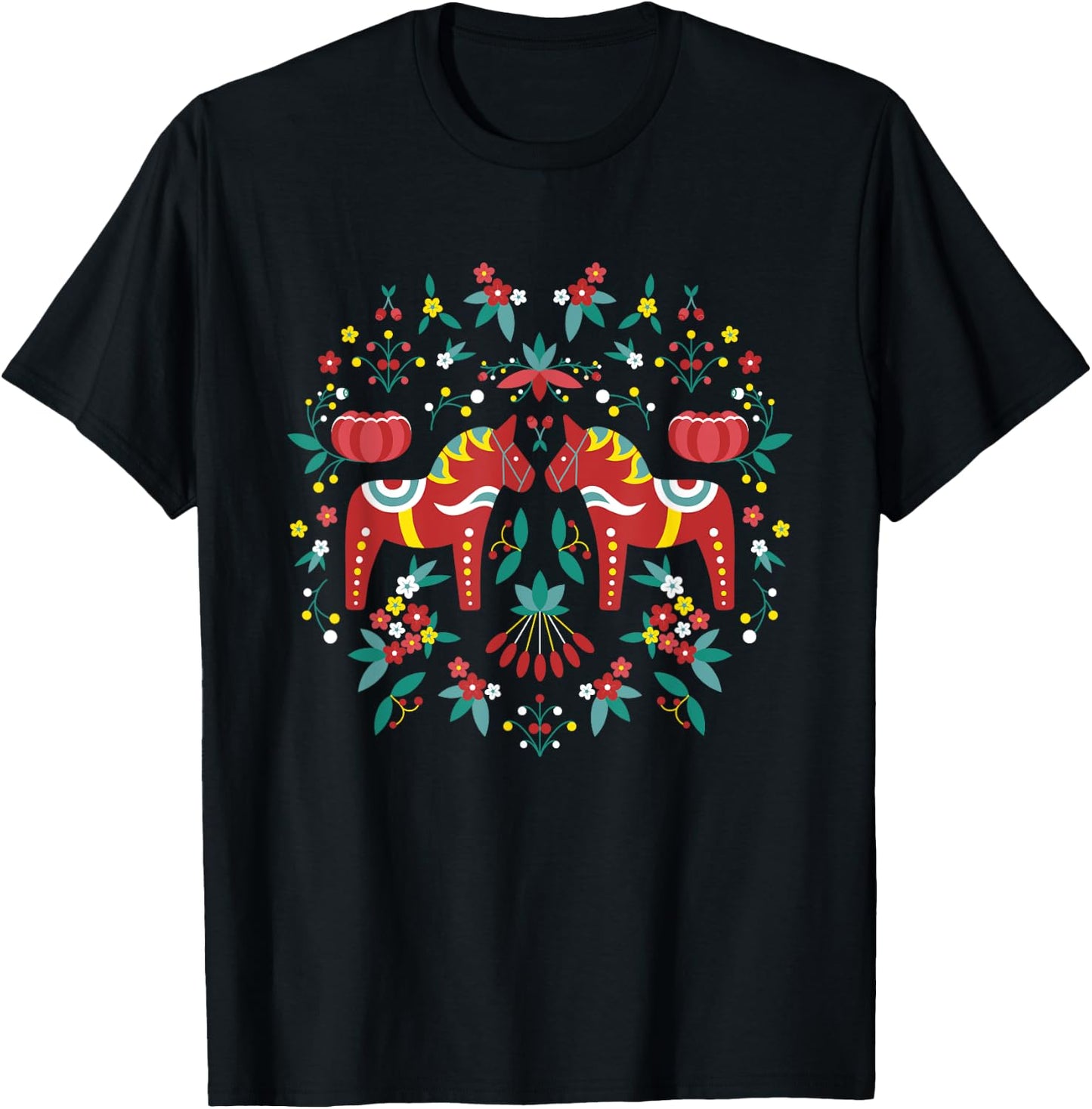 Sweden Dala Horse I North Stockholm Sweden North Cape Sweden T-Shirt - T-Shirt | Black