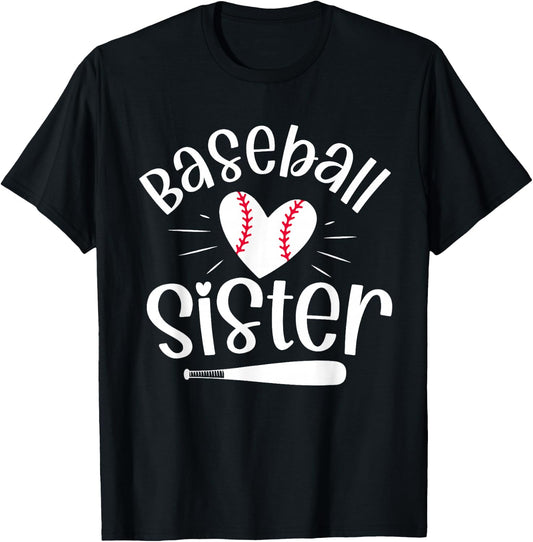 Baseball Sister Funny for Baseball Sisters Fans T-Shirt - T-Shirt | Black