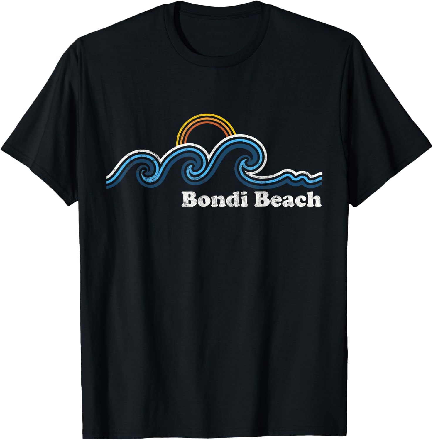 Bondi Beach Australia Sufing Waves Sunset Beach Vintage Men Women T-Shirt - T-Shirt | Black
