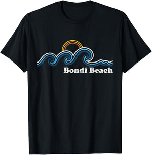 Bondi Beach Australia Sufing Waves Sunset Beach Vintage Men Women T-Shirt - T-Shirt | Black