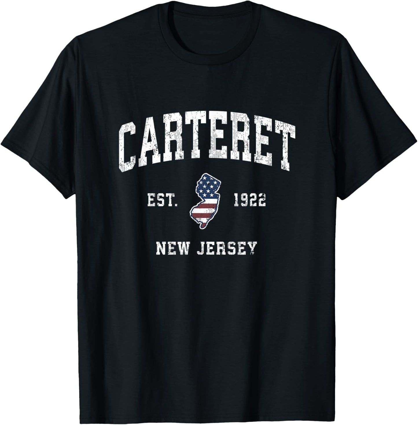 Carteret New Jersey NJ Vintage American Flag Sports Design T-Shirt - T-Shirt | Black