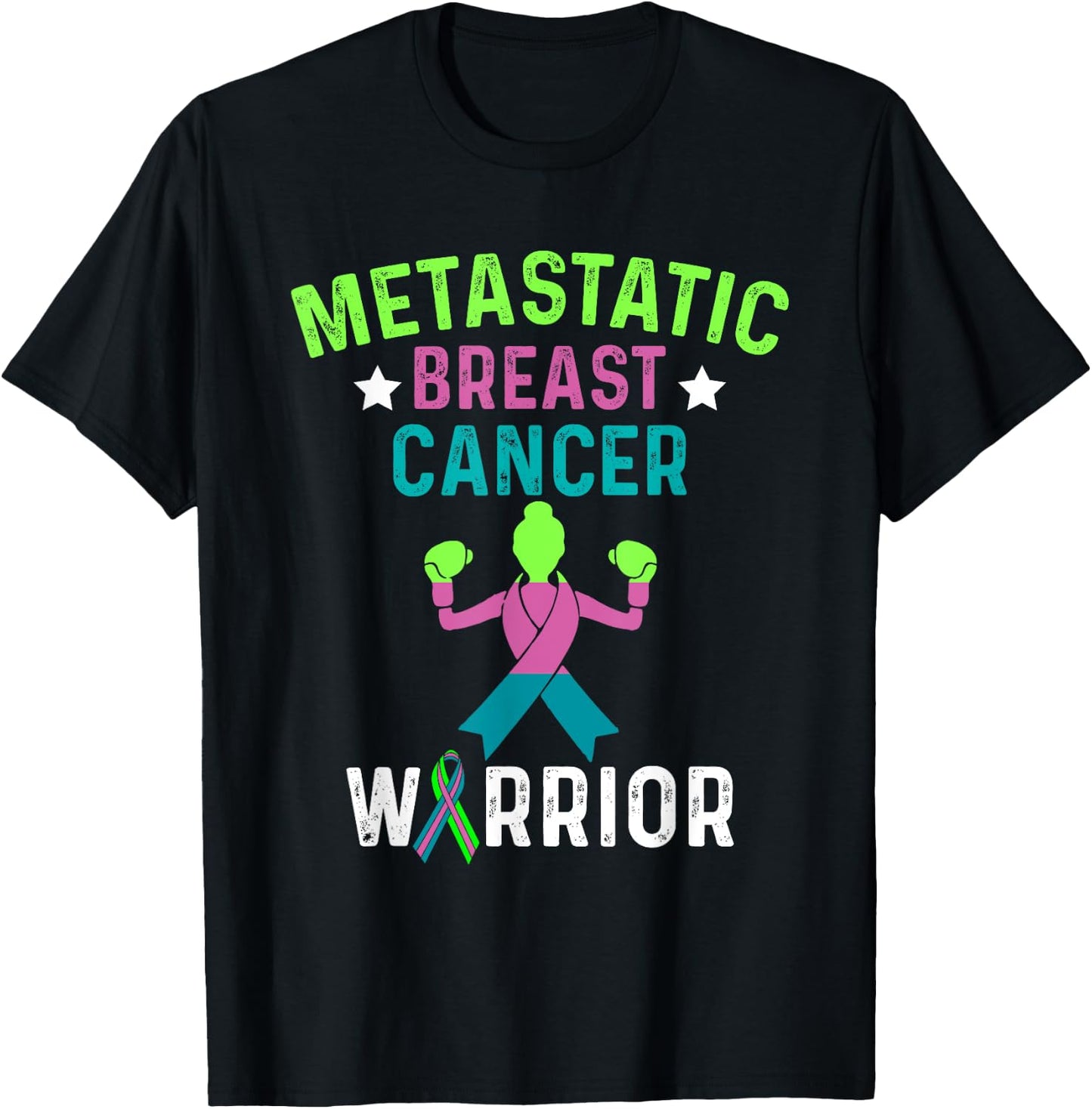 Metastatic Breast Cancer Awareness Tackling Warrior T-Shirt - T-Shirt | Black