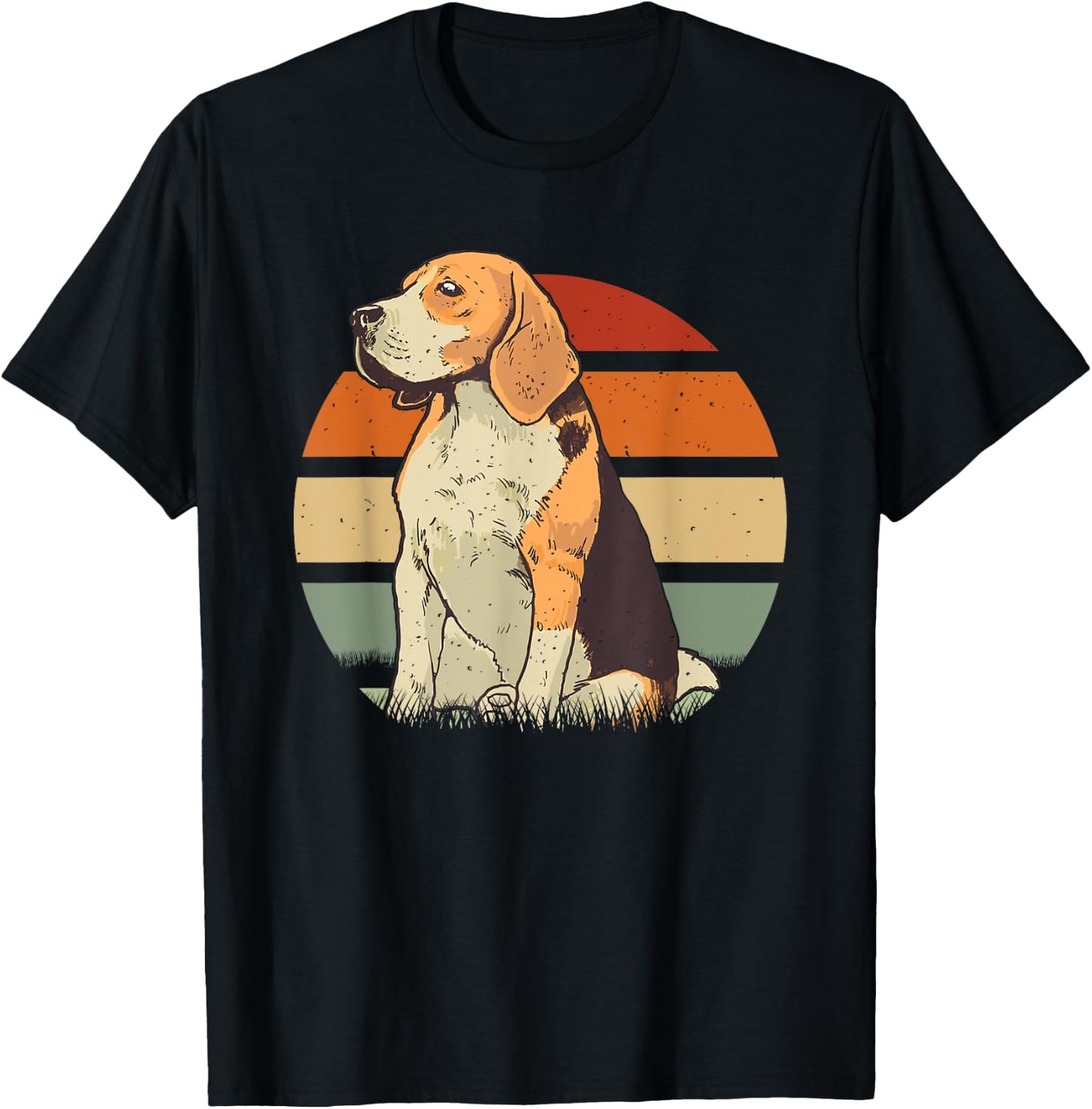 Beagle Retro Sunset Dog Pet Men Women Girls Kids T-Shirt - T-Shirt | Black