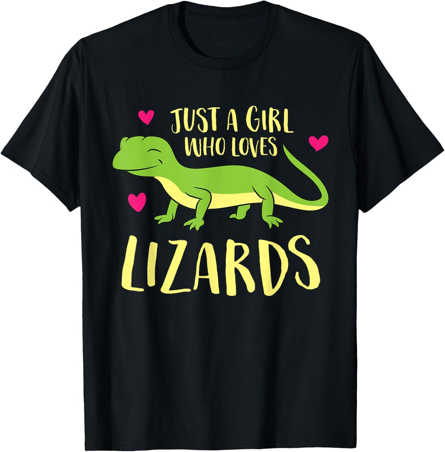Just A Girl That Loves Lizards Cute Lizard Girl T-Shirt - T-Shirt | Black