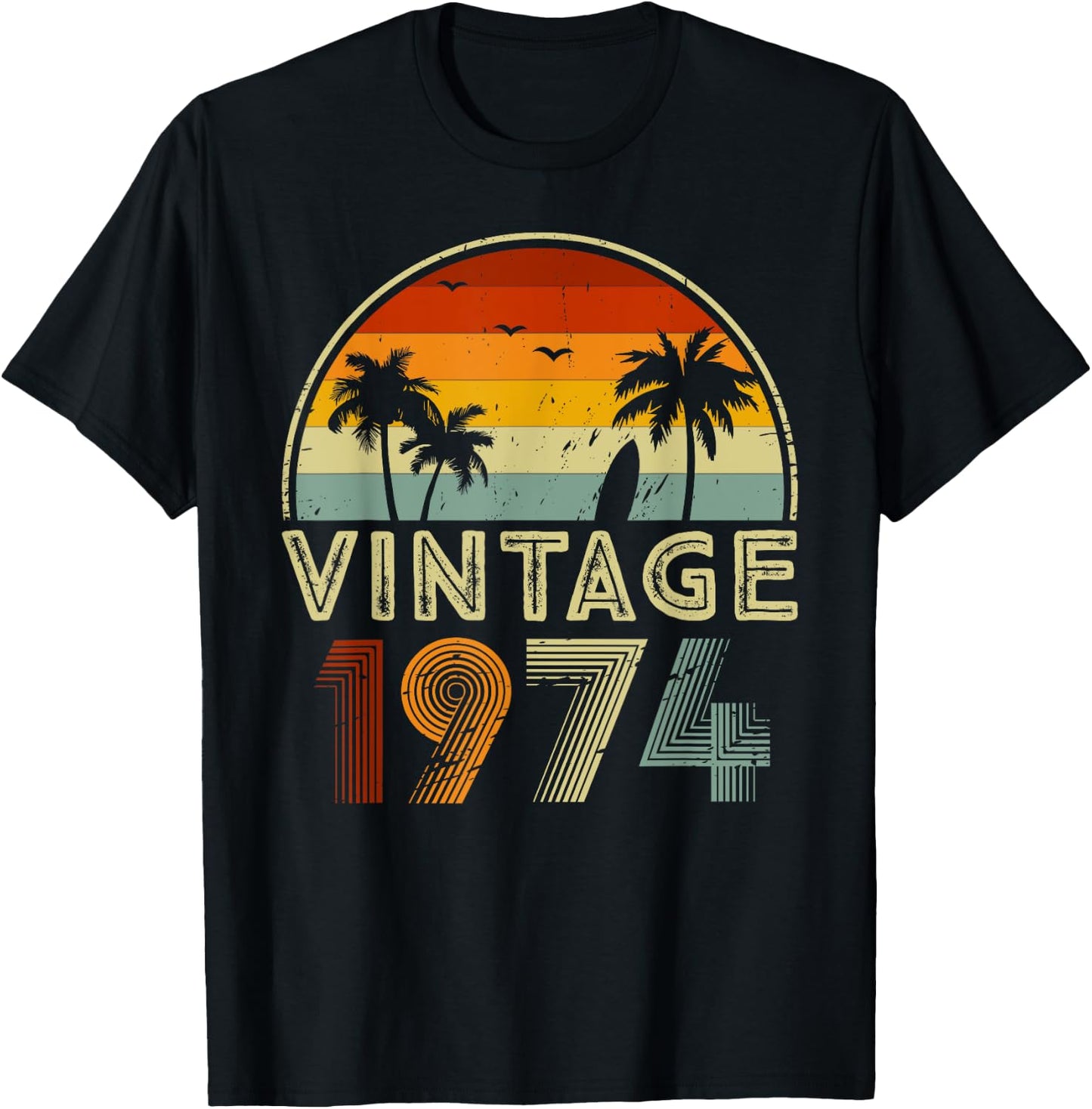 51st Birthday Shirt for 51 Years Old Retro Vintage 1974 Bday T-Shirt - T-Shirt | Black