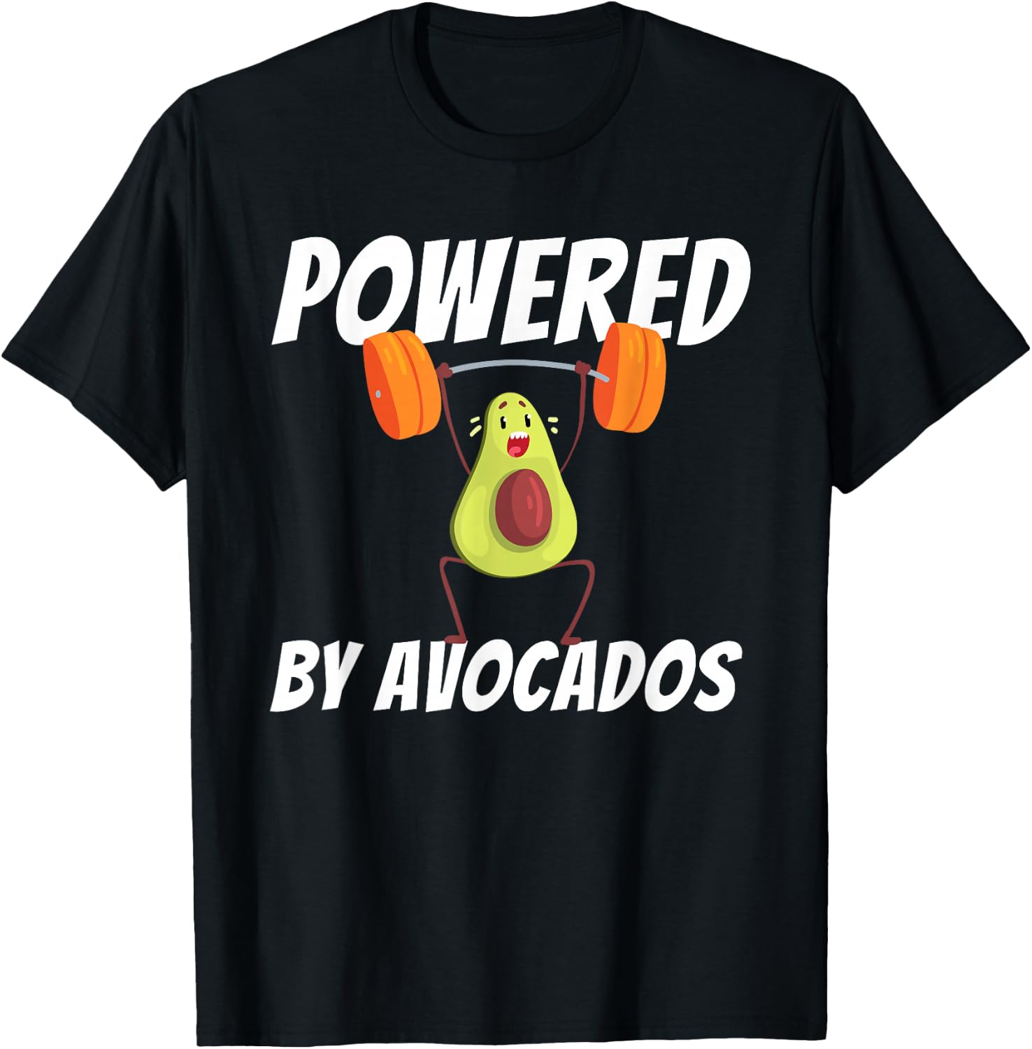 Powered By Avocados Barbell Gym - Avocado Lover & Guacamole T-Shirt - T-Shirt | Black