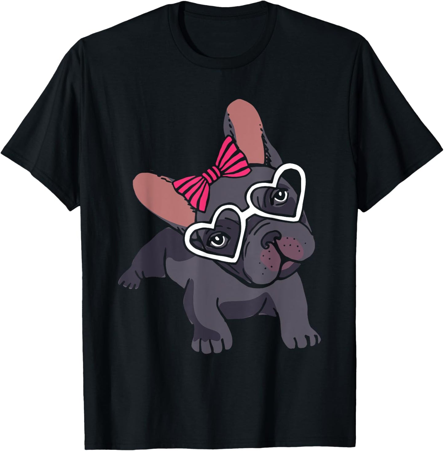 Cute Frenchie Girls Women Gift Pet Animal French Bulldog T-Shirt - T-Shirt | Black