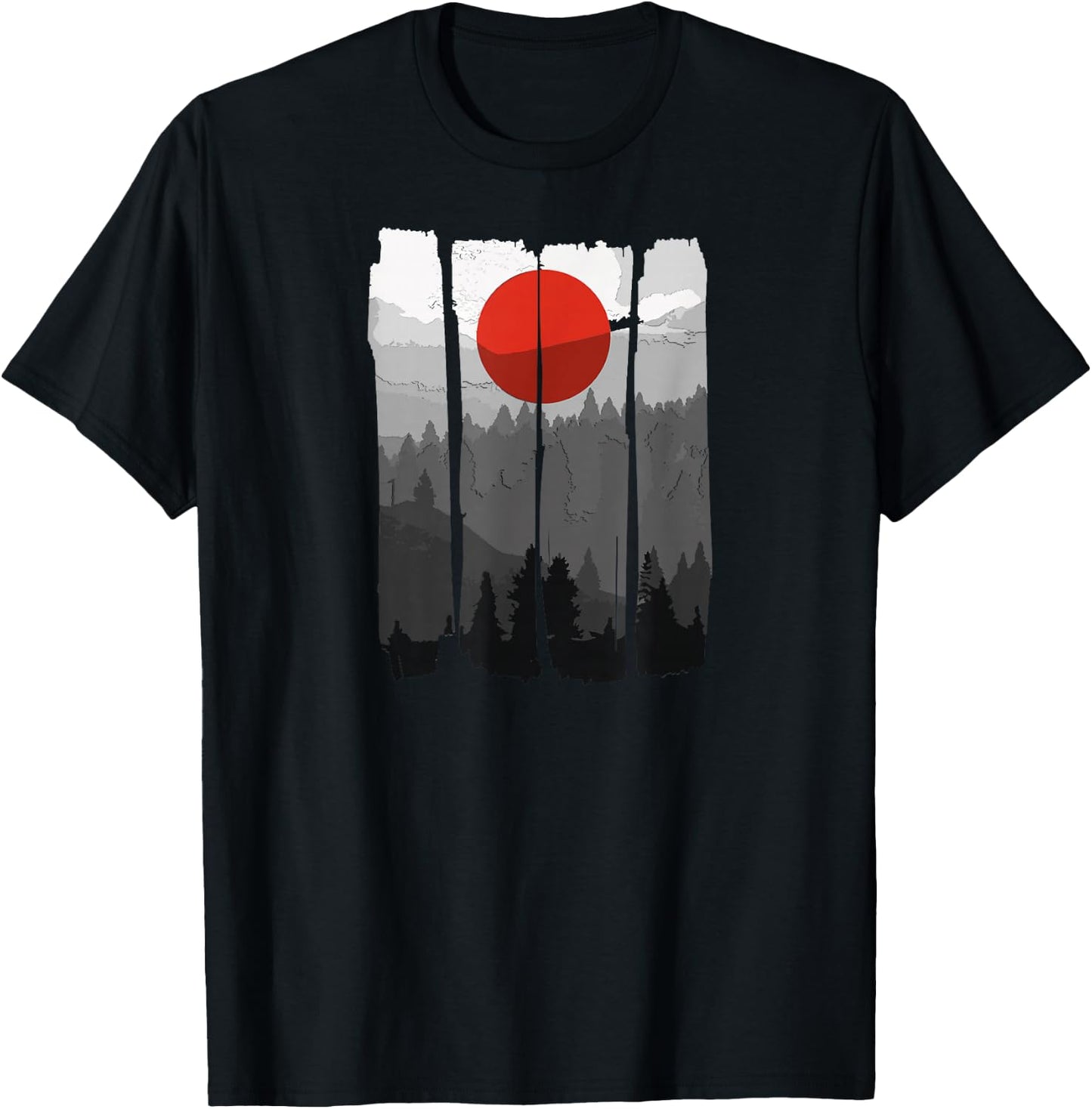 Japanese Sunrise Art Nature Japan Holiday T-Shirt - T-Shirt | Black