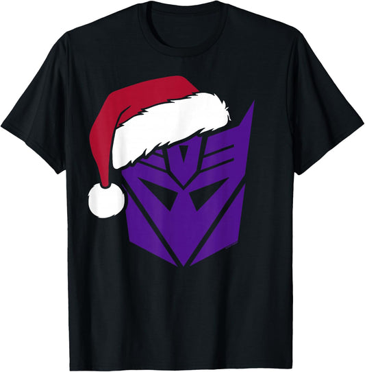 Transformers Christmas Decepticons Santa Hat Logo T-Shirt - T-Shirt | Black