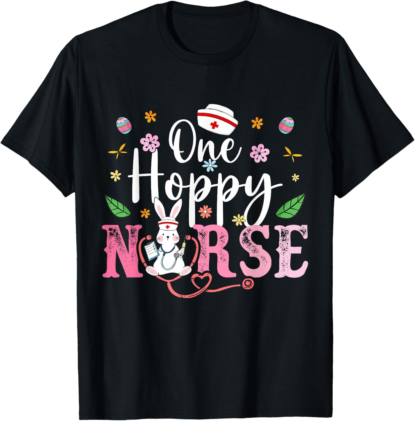Nurse Squad Nurse Life Stethoscope Easter Bunny Easter Day T-Shirt - T-Shirt | Black