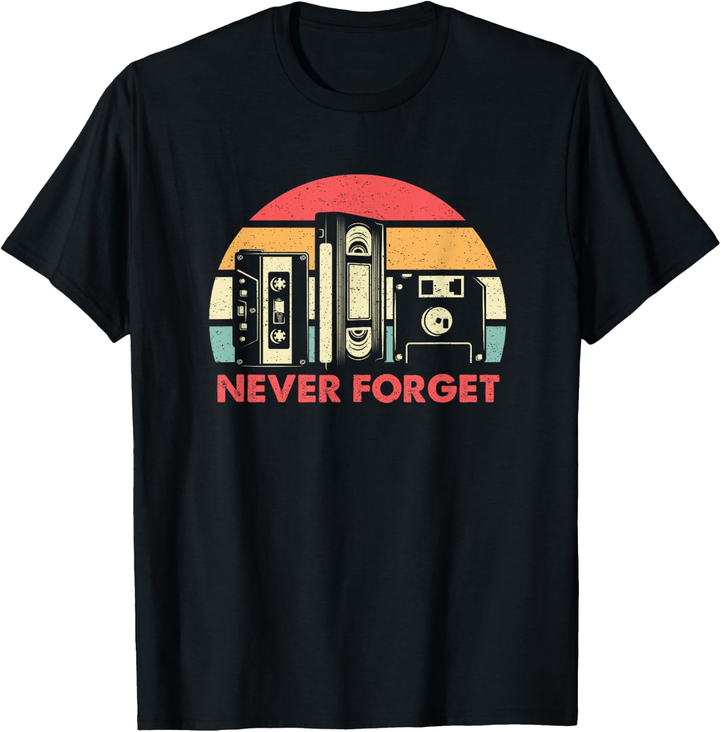 Never Forget Cassette Tape VHS Computer Floppy Disk T-Shirt - T-Shirt | Black