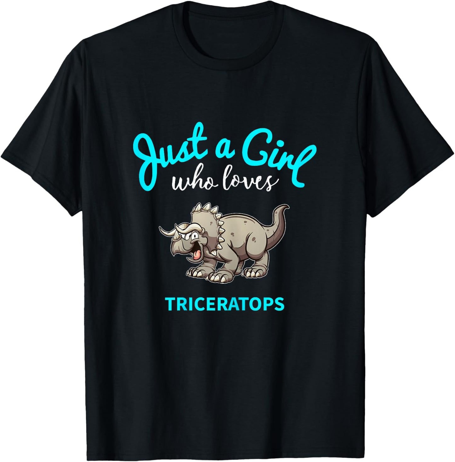 Triceratops Jersey for Girls | Children's Triceratops T-Shirt - T-Shirt | Black