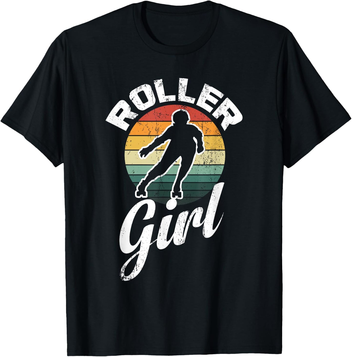 Funny Roller Girl Skating Derby 70's 80's Retro Skater Gifts T-Shirt - T-Shirt | Black