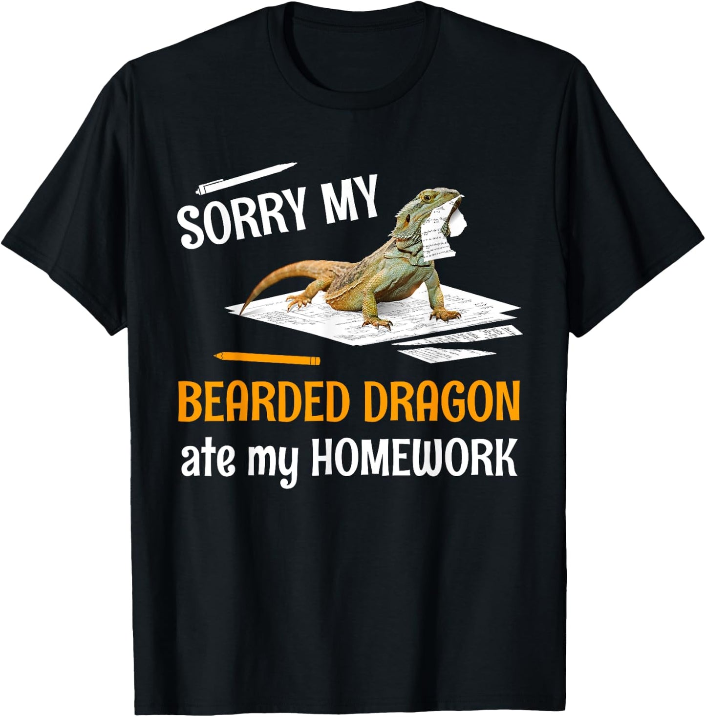 Sorry My Bearded Dragon Ate My Homework Teacher Student Women Kids T-Shirt - T-Shirt | Black