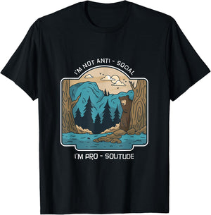 I'm Not Anti-Social, I'm Pro-Solitude T-Shirt - T-Shirt | Black