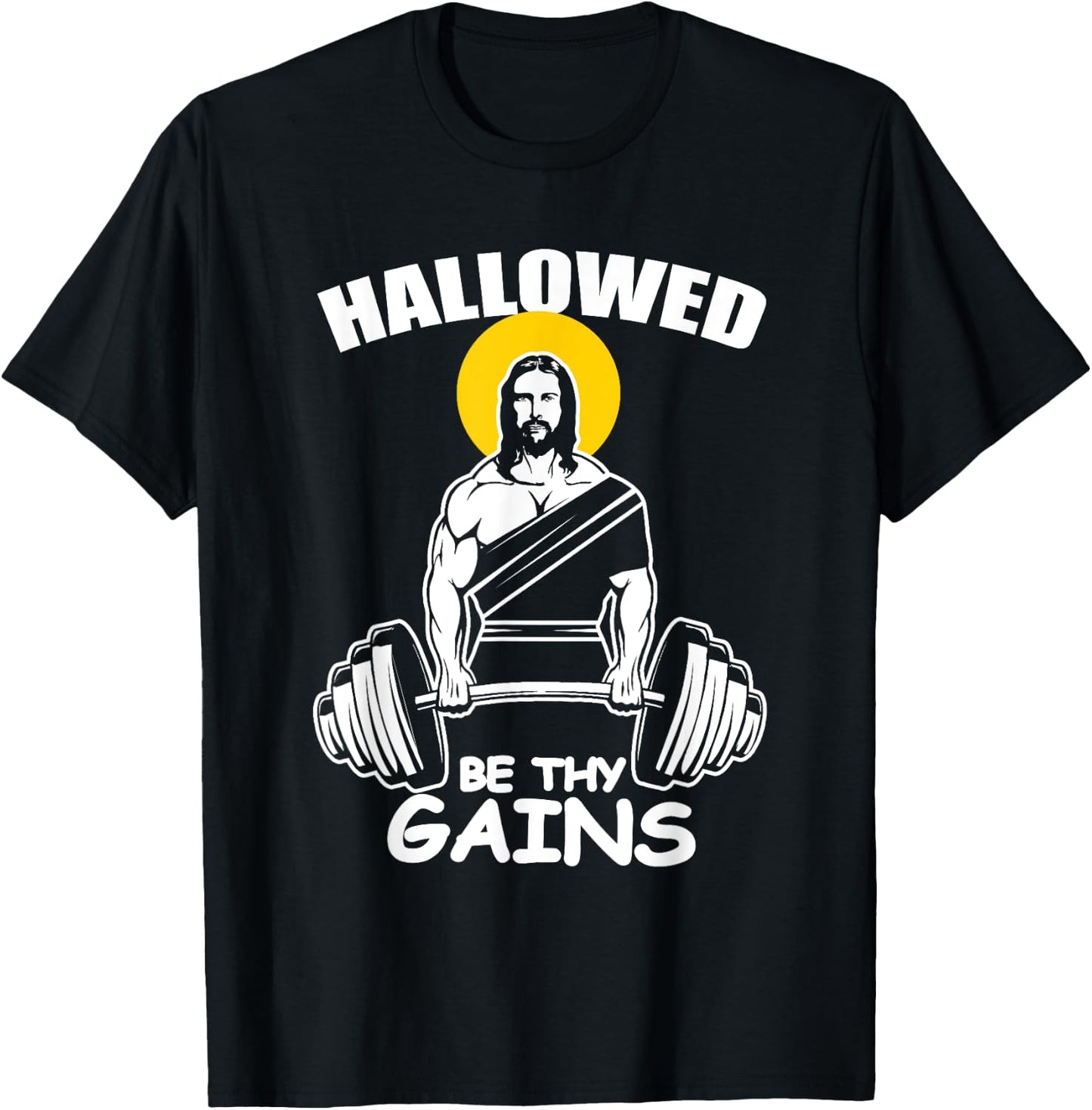 Hallowed Be Thy Gains Fitness Trainer Or Bodybuilder T-Shirt - T-Shirt | Black