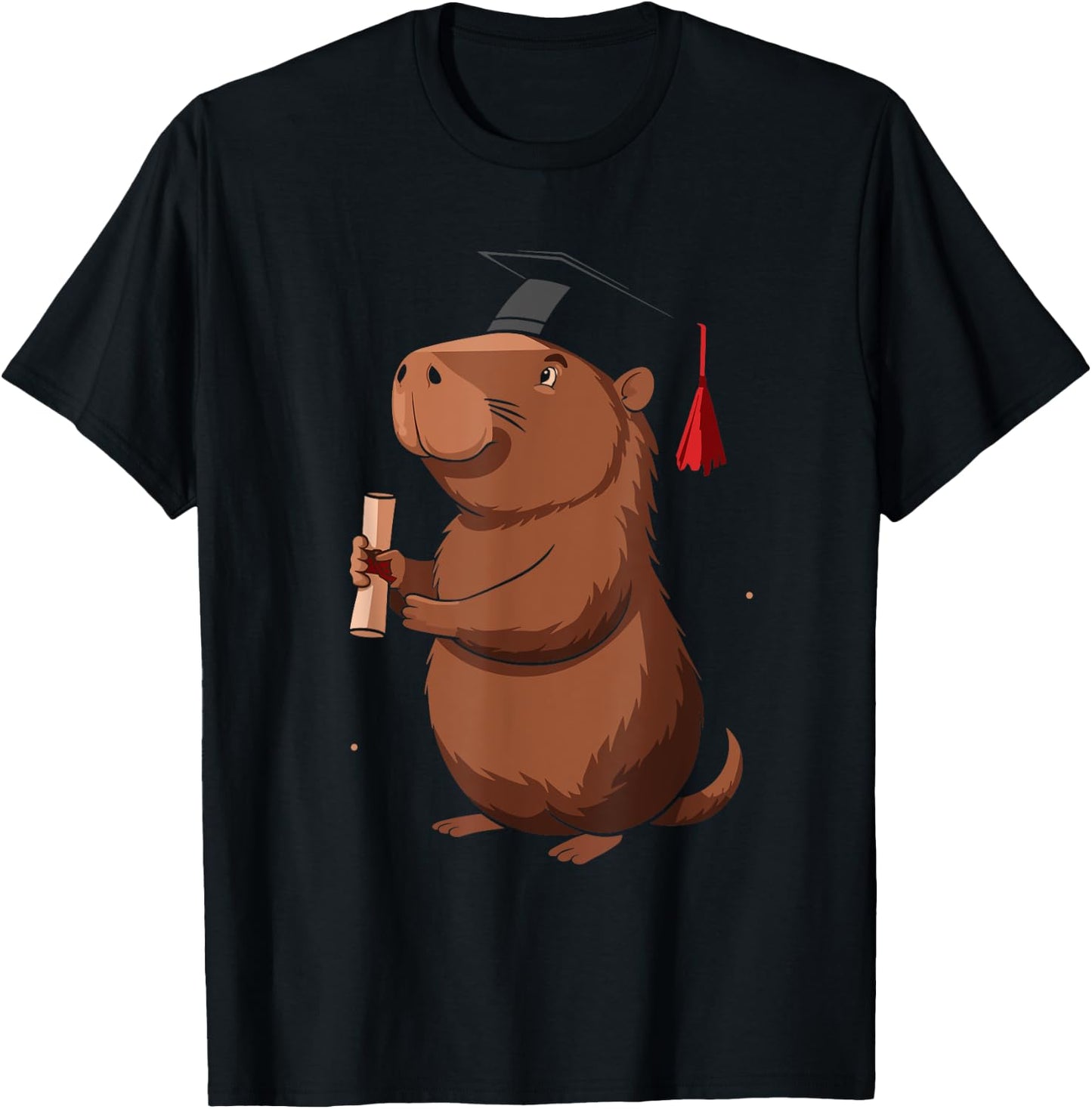 Funny Capybara Graduation Class of 2024 Graduate Hat T-Shirt - T-Shirt | Black