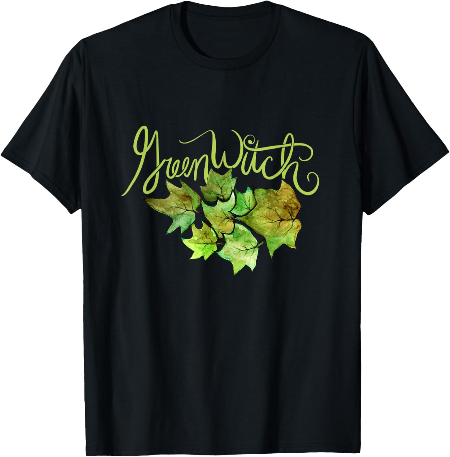 Green Witch Ivy Leaves Design Natures T-Shirt - T-Shirt | Black