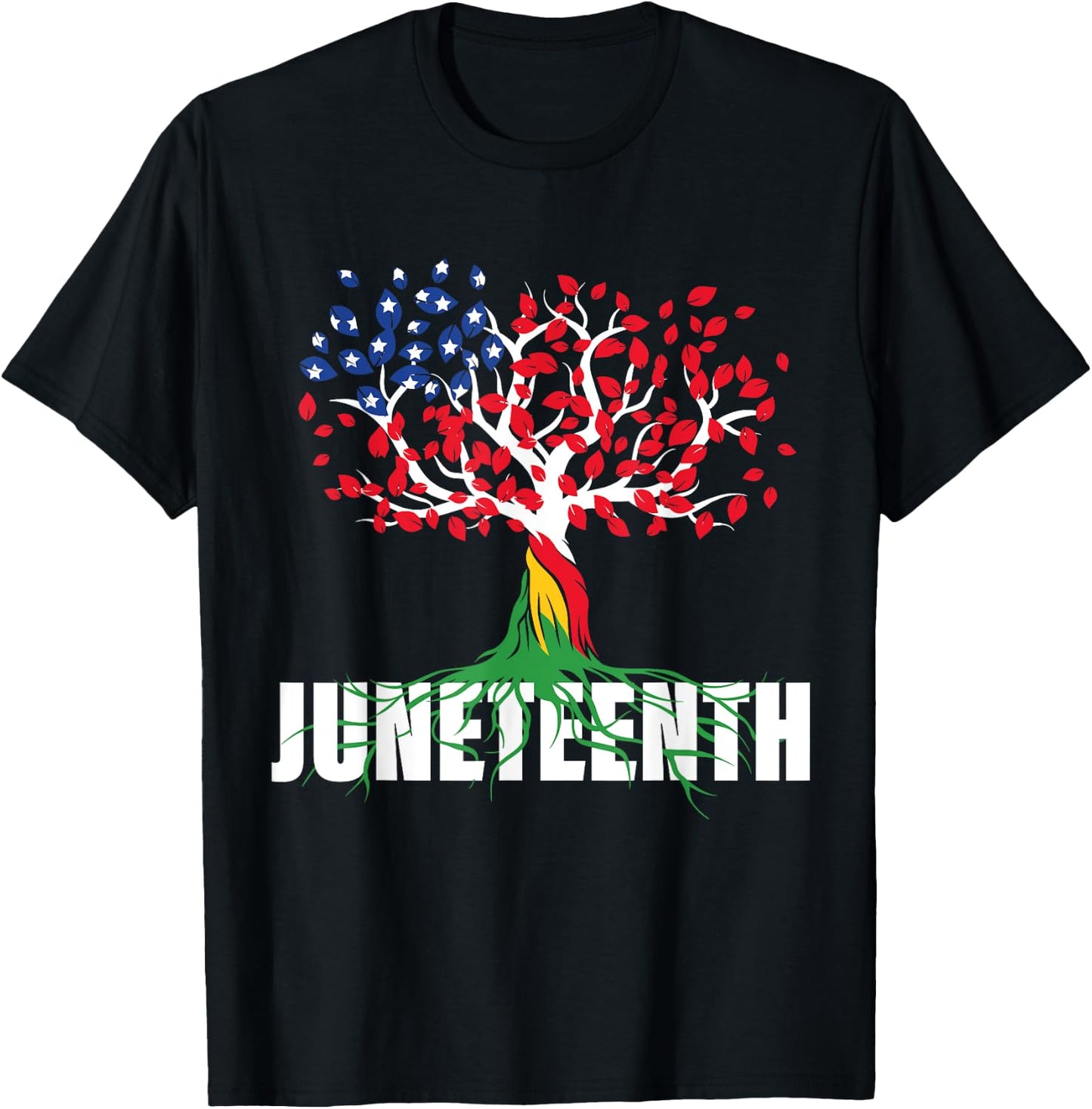 American Grown African Root Tree Juneteenth Black Freedom T-Shirt - T-Shirt | Black