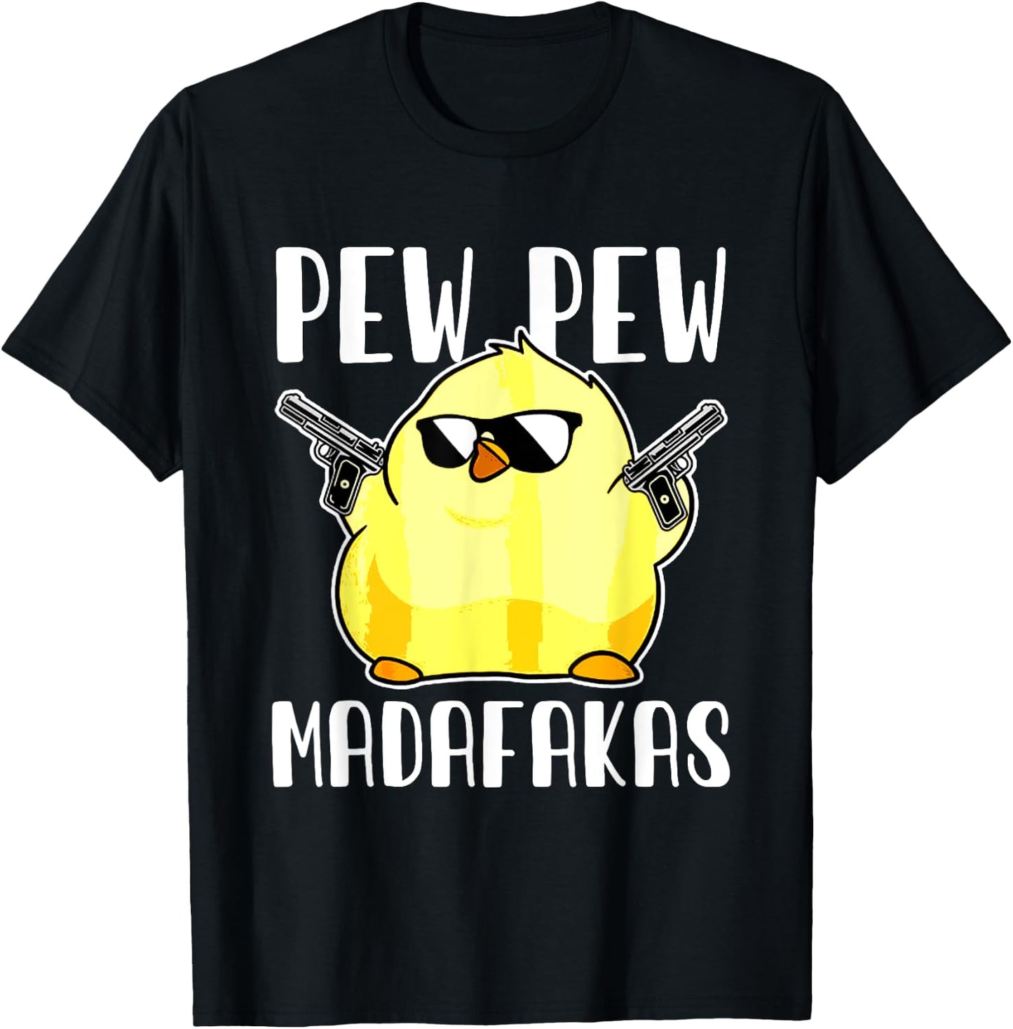 Pew Pew Madafakas Crazy Chicken Gun Funny Gifts T-Shirt - T-Shirt | Black