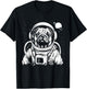 Pug Astronaut Funny Cute Dog Space Suit Men Women Girls Kids T-Shirt - T-Shirt | Black