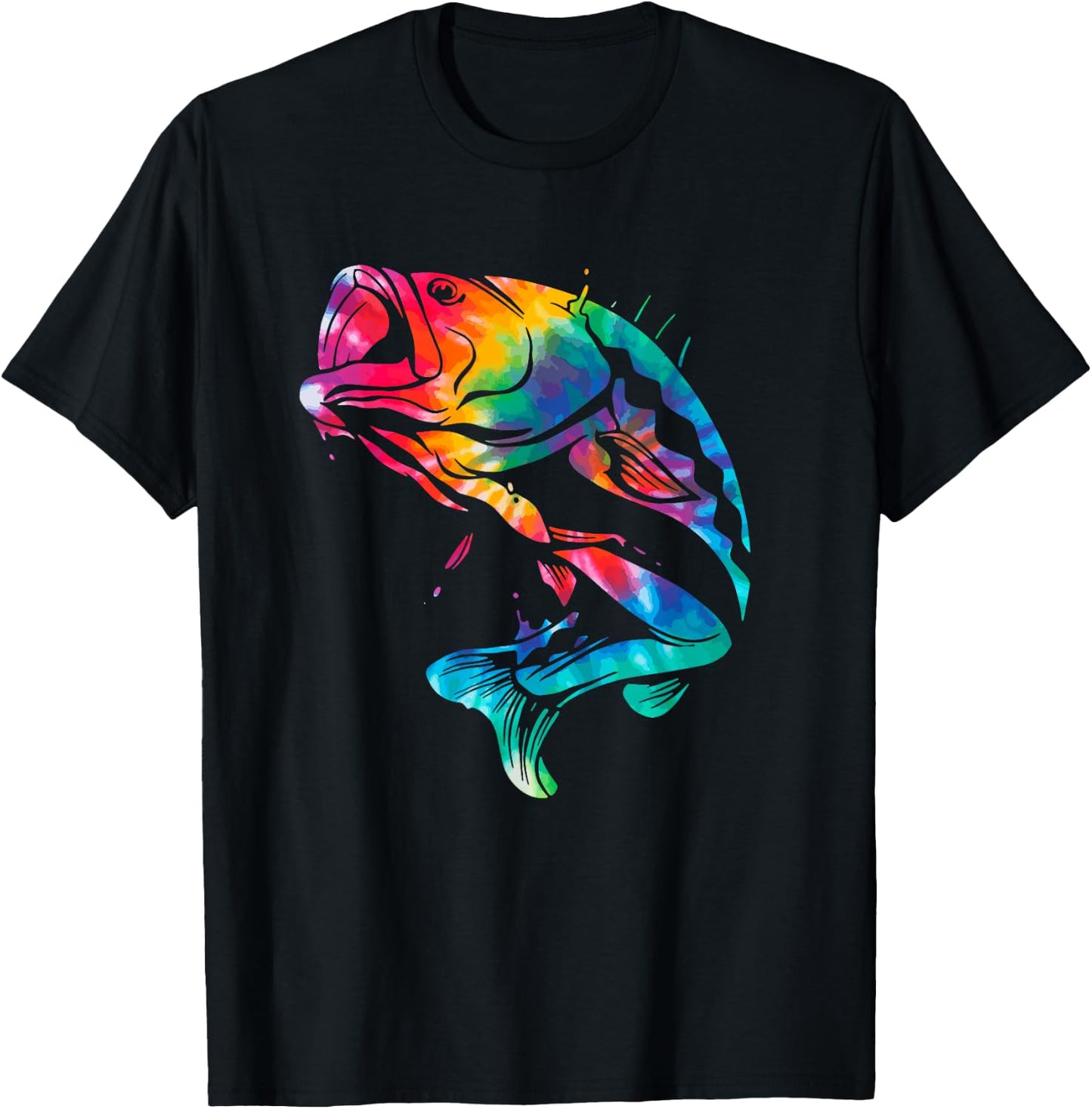 Fish Tie Dye Bass Large Mouth Bass Fishing Fisherman T-Shirt - T-Shirt | Black