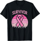 Survivor Retro Breast Cancer Pink Ribbon Awareness Women T-Shirt - T-Shirt | Black