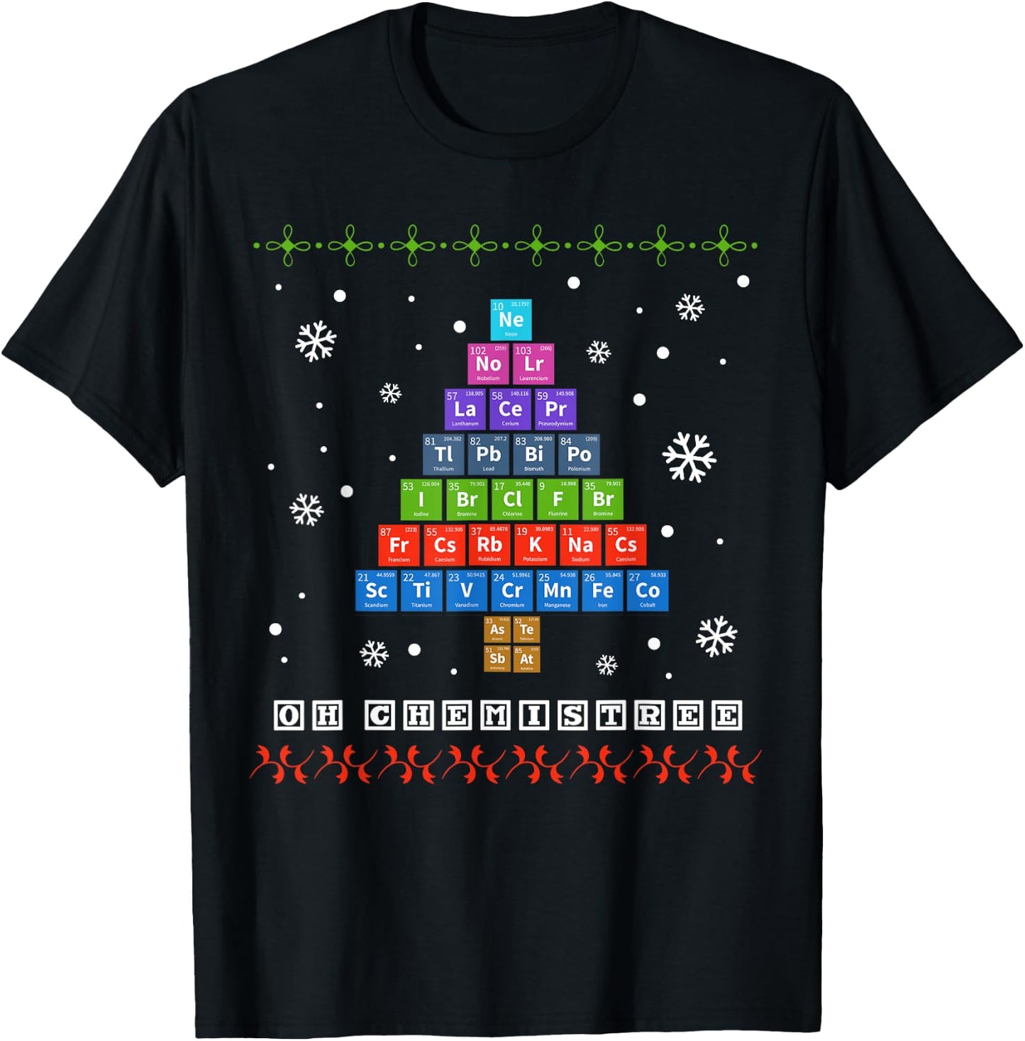 Oh Chemistree Periodic Table Shirt Science Christmas Costume T-Shirt - T-Shirt | Black
