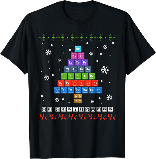 Oh Chemistree Periodic Table Shirt Science Christmas Costume T-Shirt - T-Shirt | Black