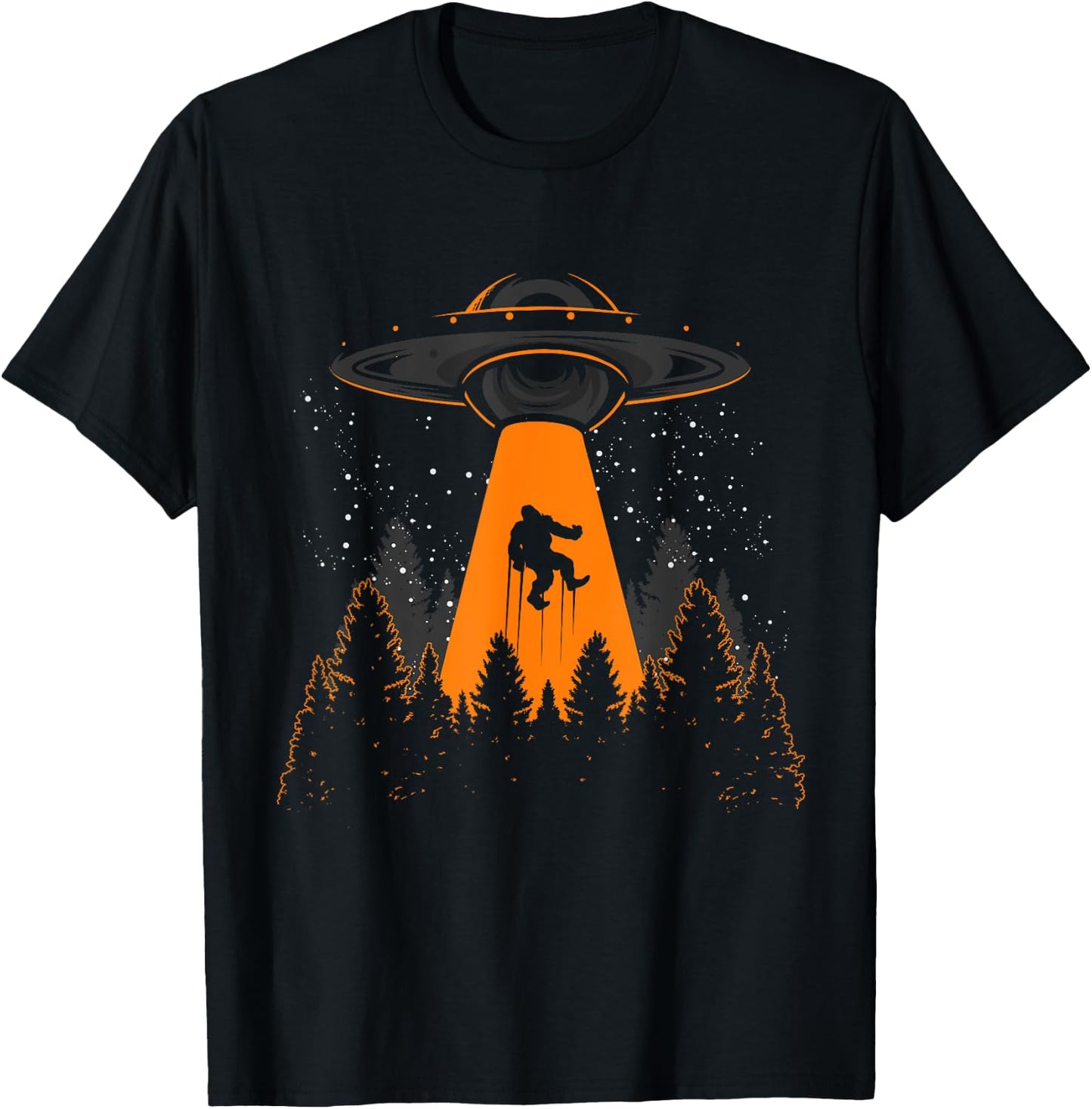 Funny Yeti Sasquatch Alien Bigfoot UFO Abduction Bigfoot T-Shirt - T-Shirt | Black