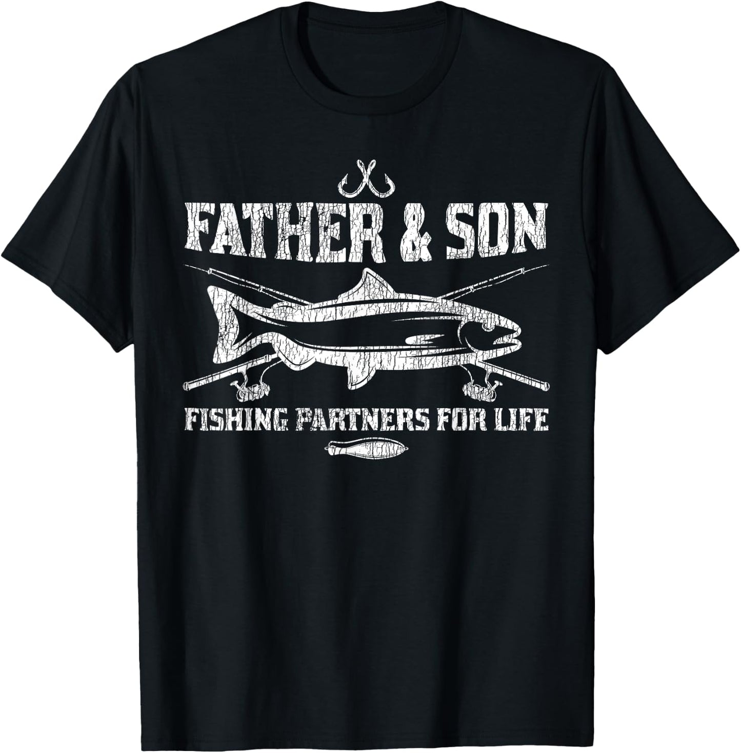 Vintage Partner For Life Father Son Dad Kid Matching Fishing T-Shirt - T-Shirt | Black