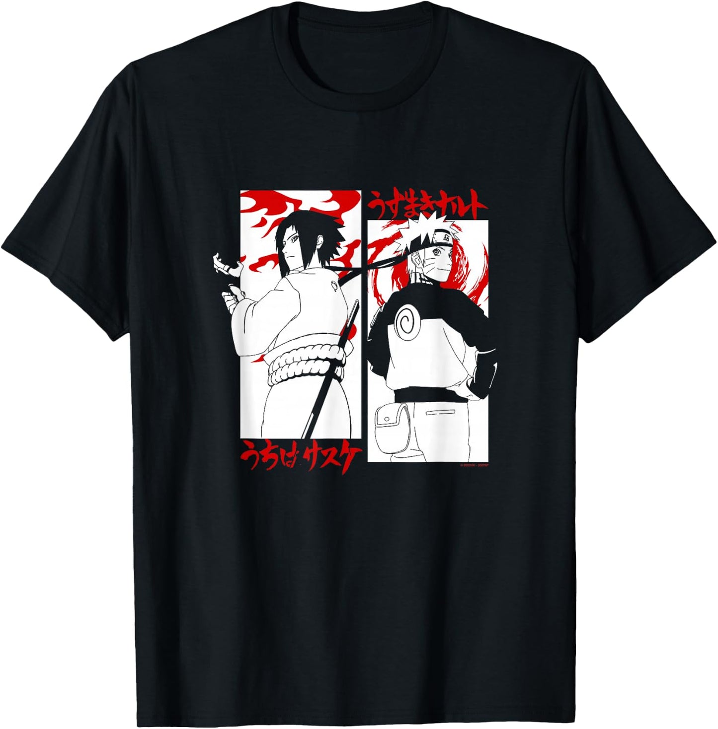 Naruto Shippuden Sasuke vs. Naruto Face Off Anime T-Shirt - T-Shirt | Black