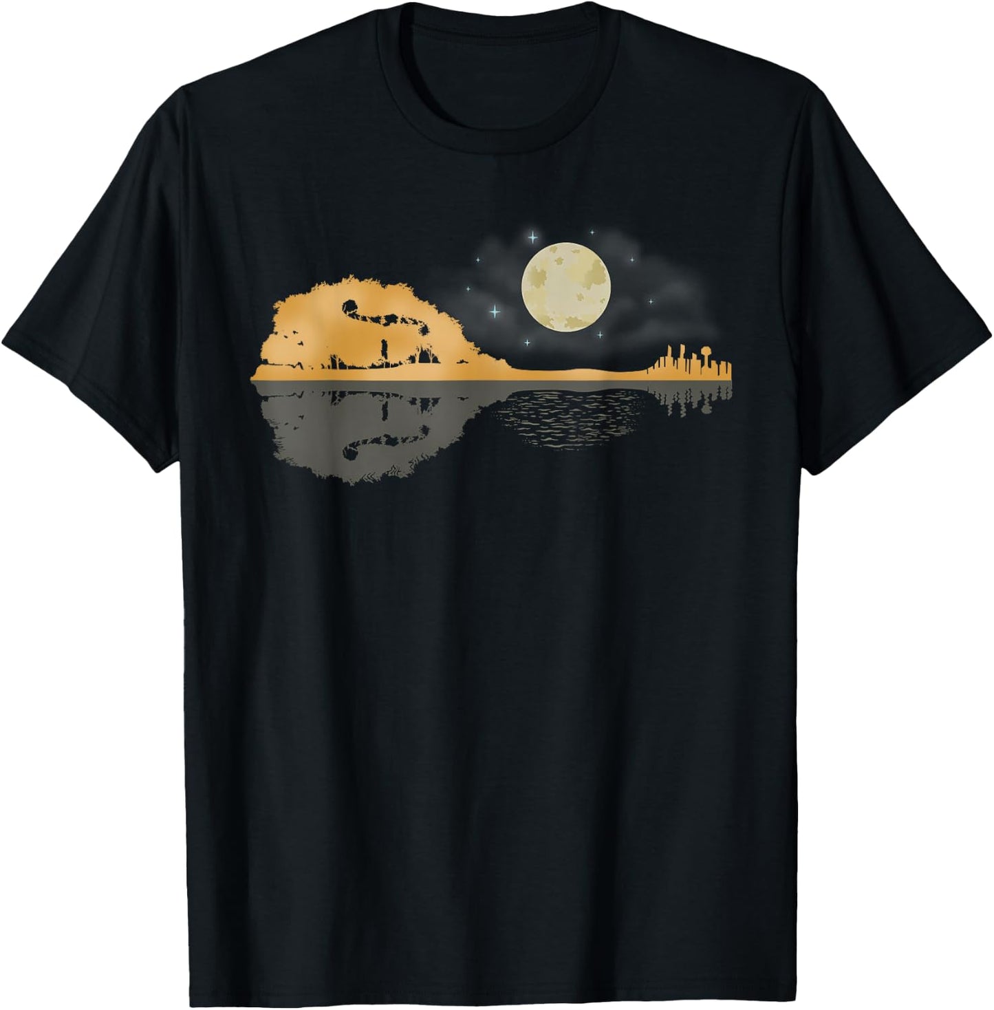 Mandolin Shirt Men Country Music Moon Bluegrass T-Shirt - T-Shirt | Black