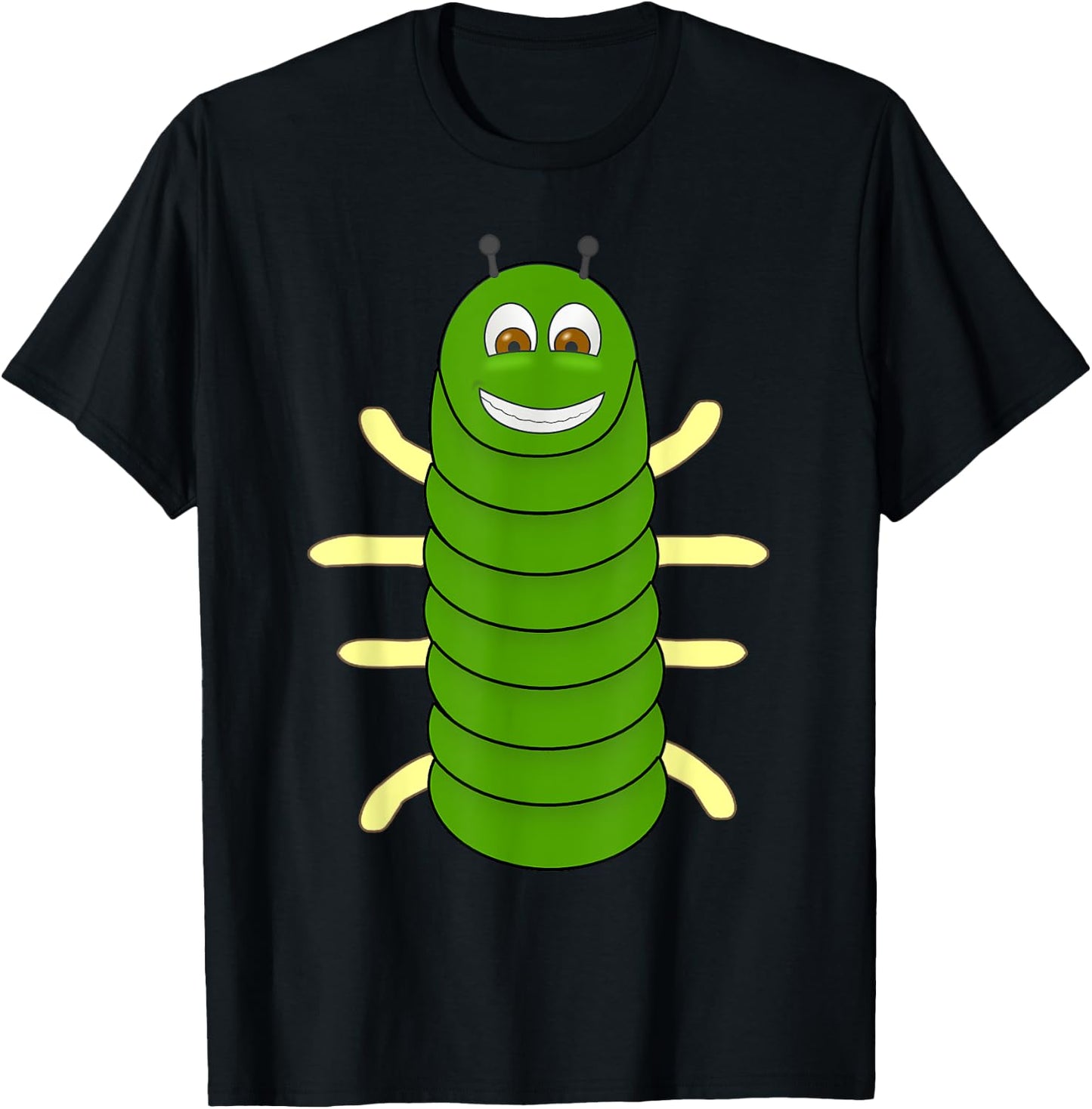 Green Caterpillar Character Cute Animal Halloween Costume T-Shirt - T-Shirt | Black
