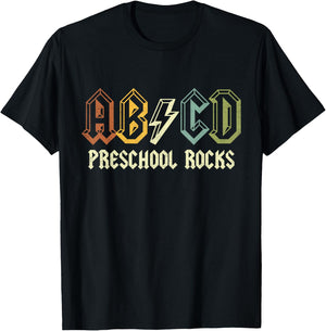 ABCD Rocks Back To School Preschool Rocks Funny Teacher T-Shirt - T-Shirt | Black
