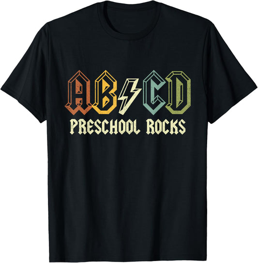 ABCD Rocks Back To School Preschool Rocks Funny Teacher T-Shirt - T-Shirt | Black