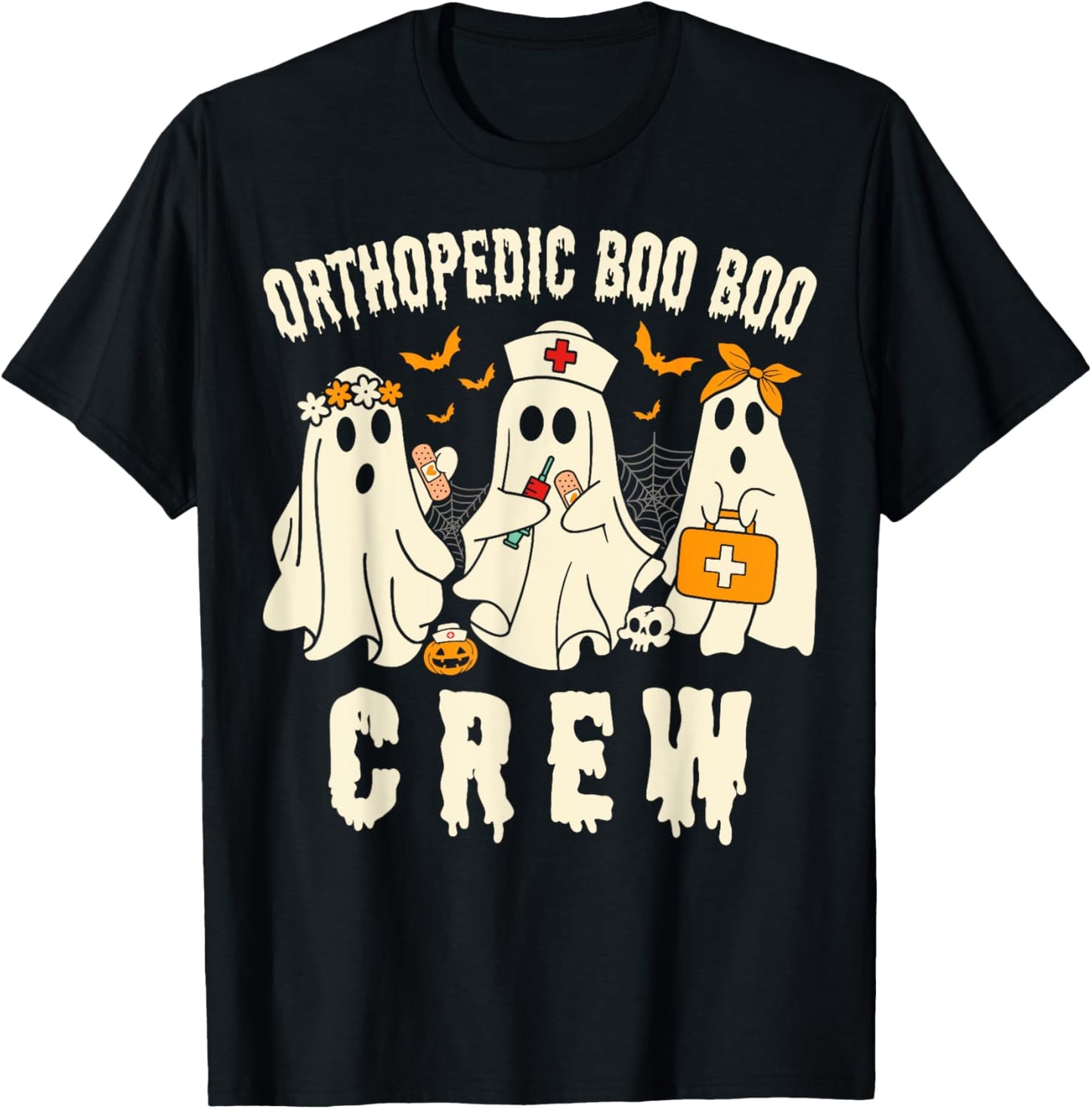 Orthopedic Boo Crew Ortho Nursing Halloween Ghost Costume T-Shirt - T-Shirt | Black