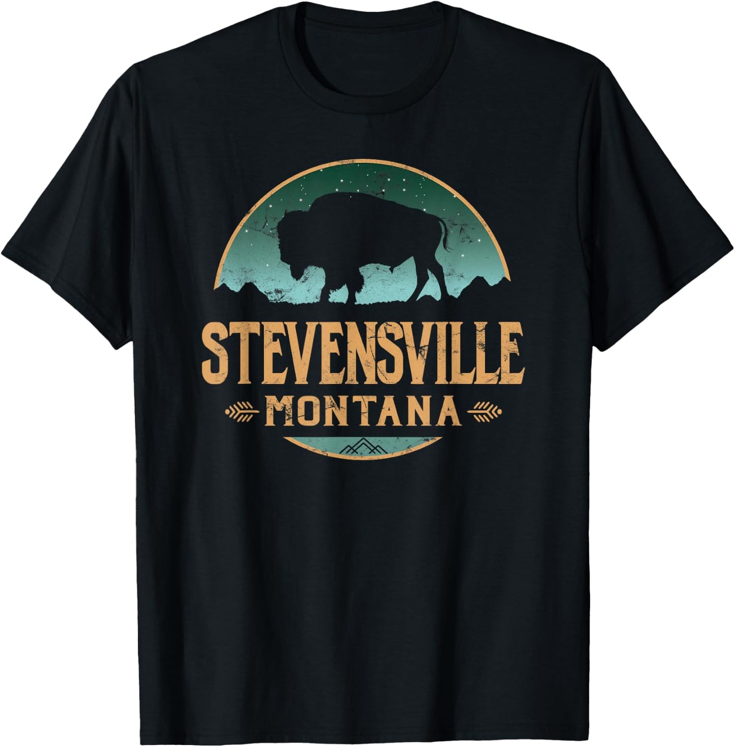 Stevensville Montana MT Buffalo Bison T-Shirt - T-Shirt | Black