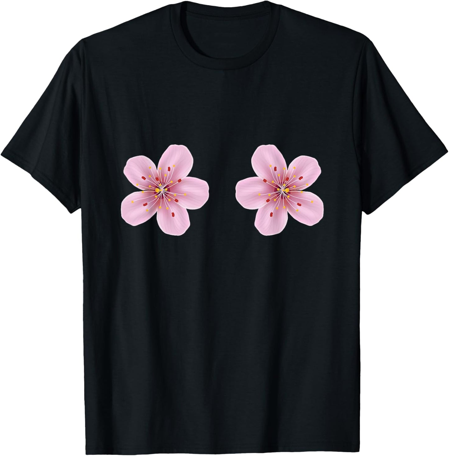 Boobies Cherry Blossom Flowers Boobs Funny Titties Tits T-Shirt - T-Shirt | Black