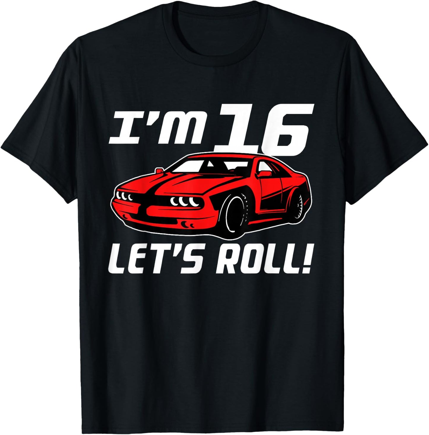 Funny 16th Birthday Gift Race Car Driver Boys 16 Years Old T-Shirt - T-Shirt | Black