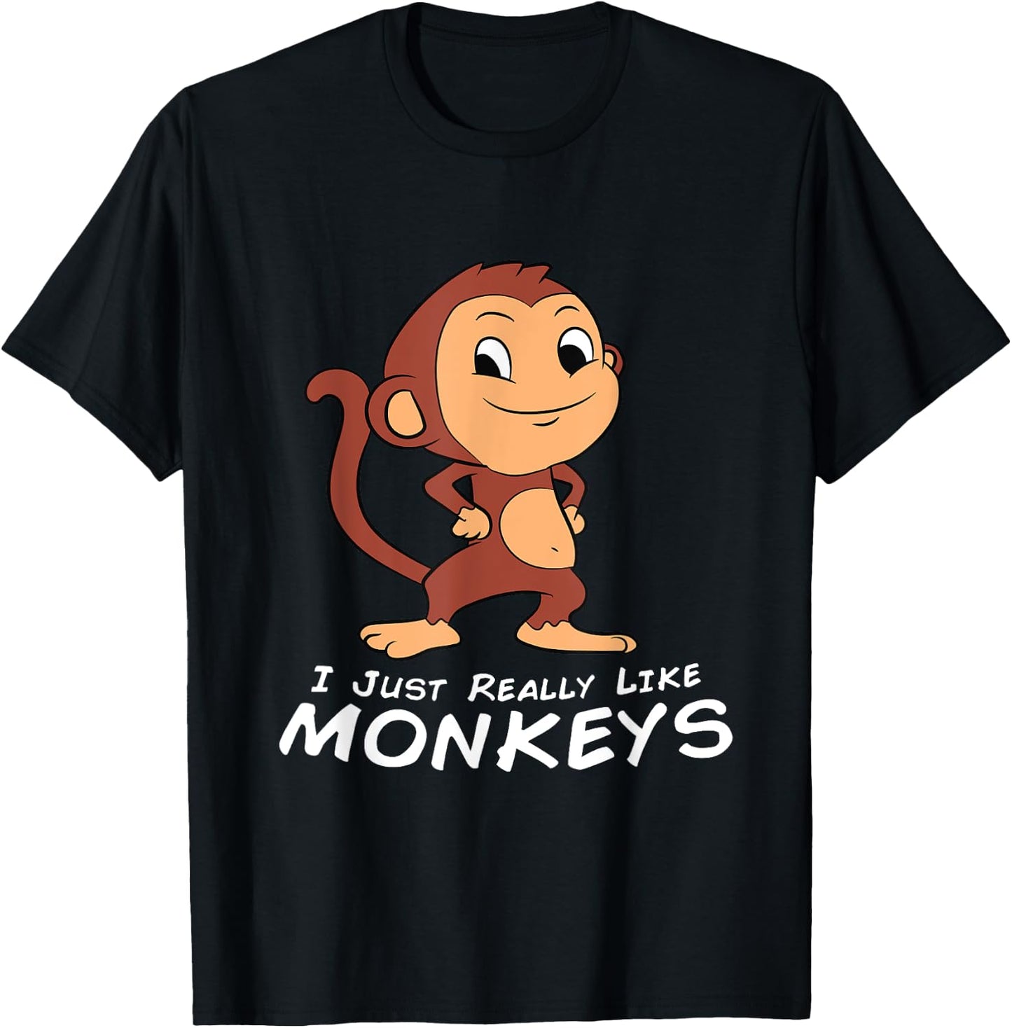 I Just Really Like Monkeys Funny Monkey T-Shirt - T-Shirt | Black