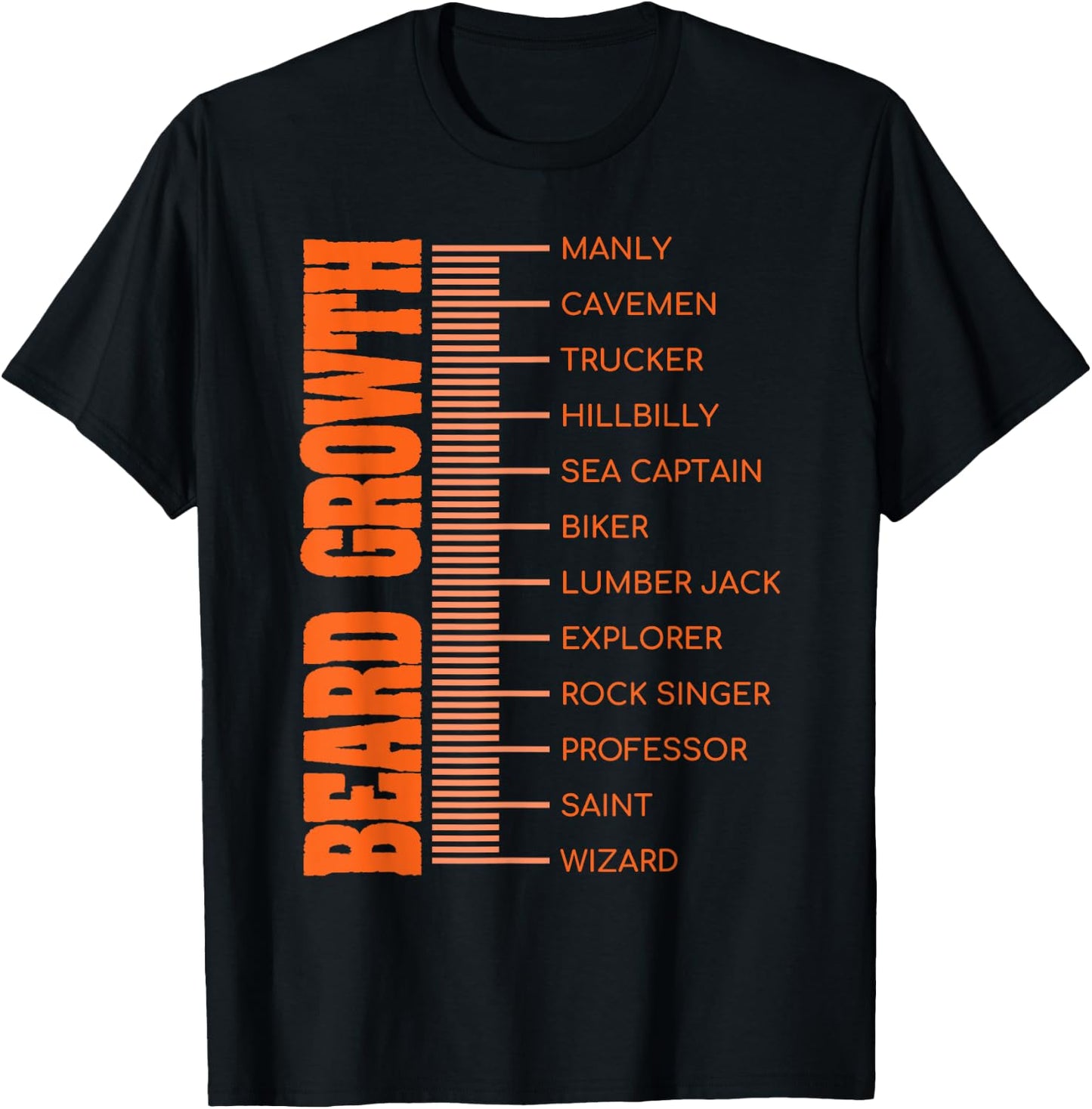Beard Growth Size Chart Men's Facial Hair Funny Beard T-Shirt - T-Shirt | Black