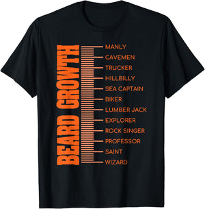 Beard Growth Size Chart Men's Facial Hair Funny Beard T-Shirt - T-Shirt | Black