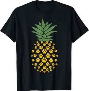 Hawaiian Island Pineapple Dog Paw Print, Dog Lovers Gift T-Shirt - T-Shirt | Black